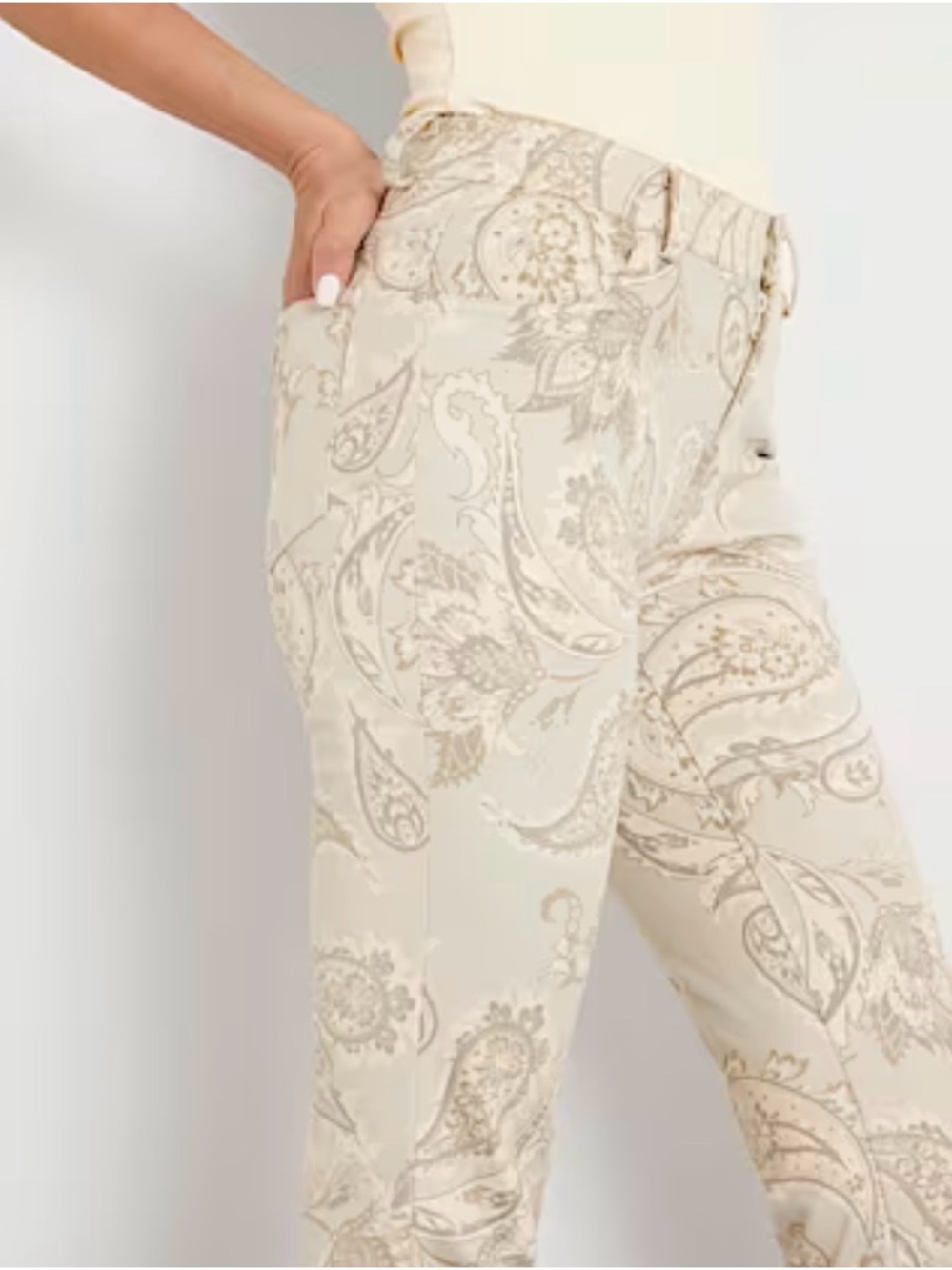 Guess Cream Paisley Skinny Trousers